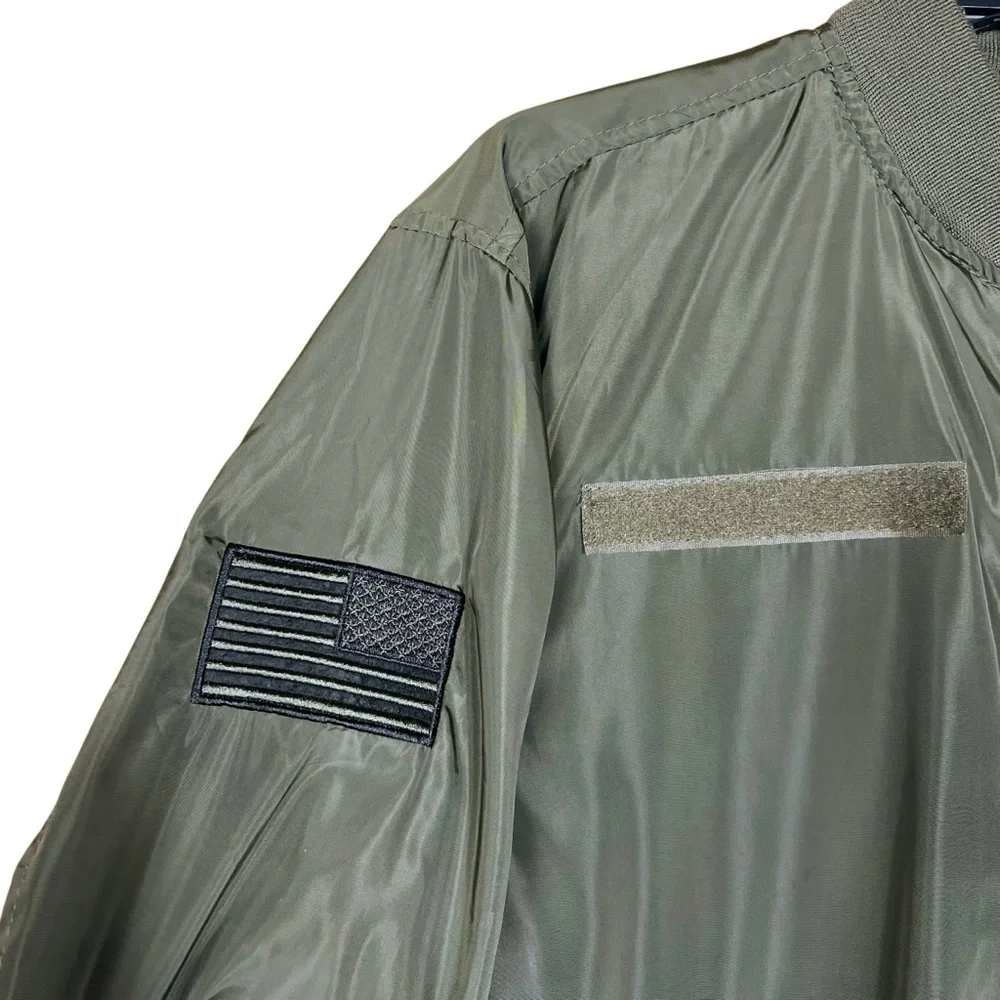Army Performance Bomber Jacket Unisex Small Green Satin Military Uniform Costume